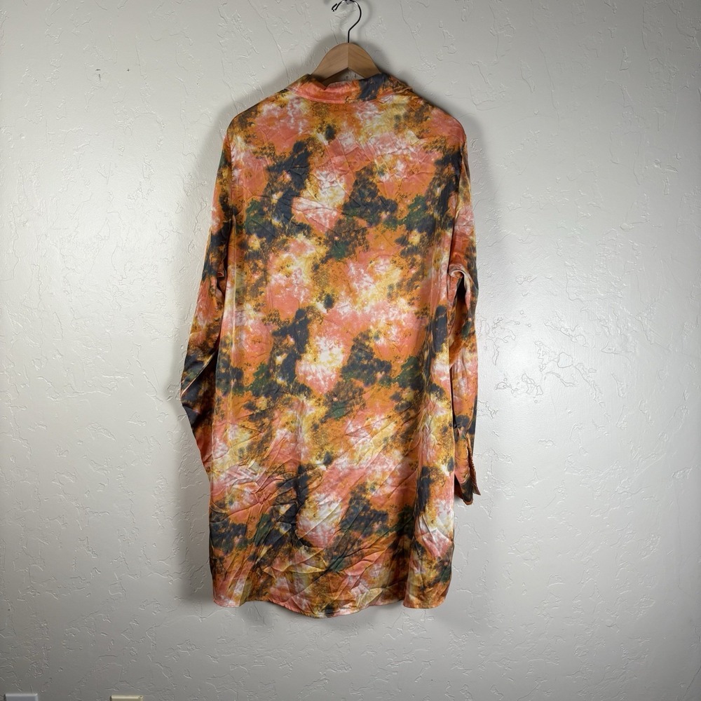 REBDOLLS Button Down Top Women's Size 3X Multi-Color Tie-Dye Long Sleeve Blouse - Picture 3 of 8